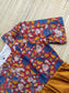 Cotton / Raw silk Maternity Maxi/Gown in center zip - Festival Collection- Full cotton lining - Honey with red flower