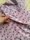Cotton Maternity/Feeding Midi/Gown - Flower plum (Chest part lining )