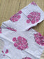 Cotton / Raw silk Maternity Maxi/Gown in center zip - Festival Collection- Full cotton lining - white with pink flower