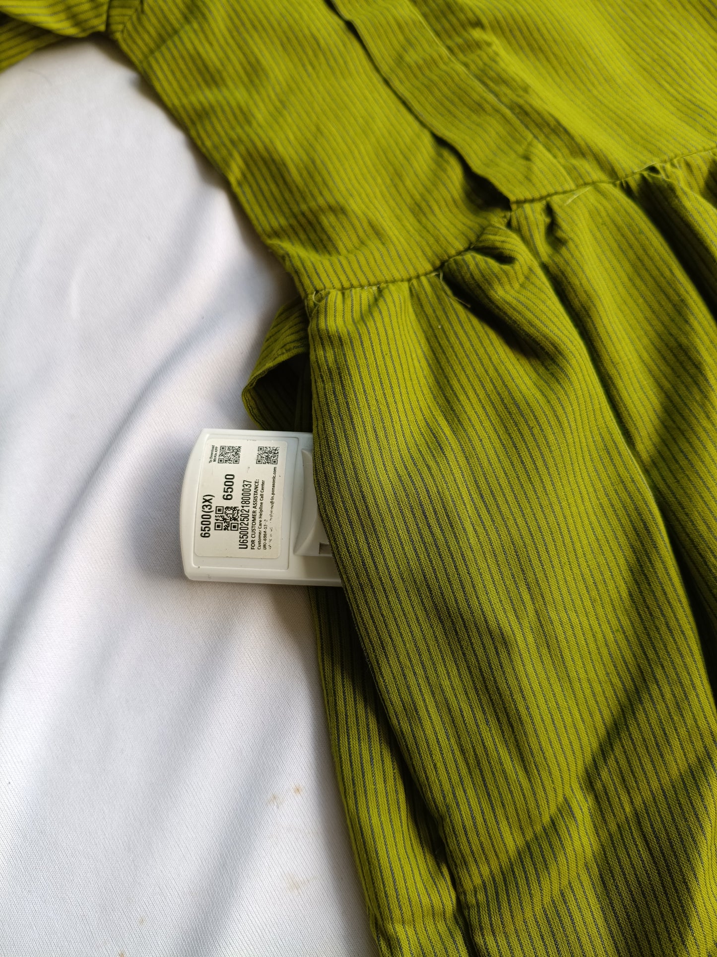 Prewashed Handloom Cotton - Feeding/ Maternity Maxi/Gown - Cotton lining /Double side zip - Green Stripe