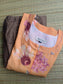 Raw silk Maternity Maxi/Gown in center zip - Festival Collection- Full cotton lining - Brown with orange flower