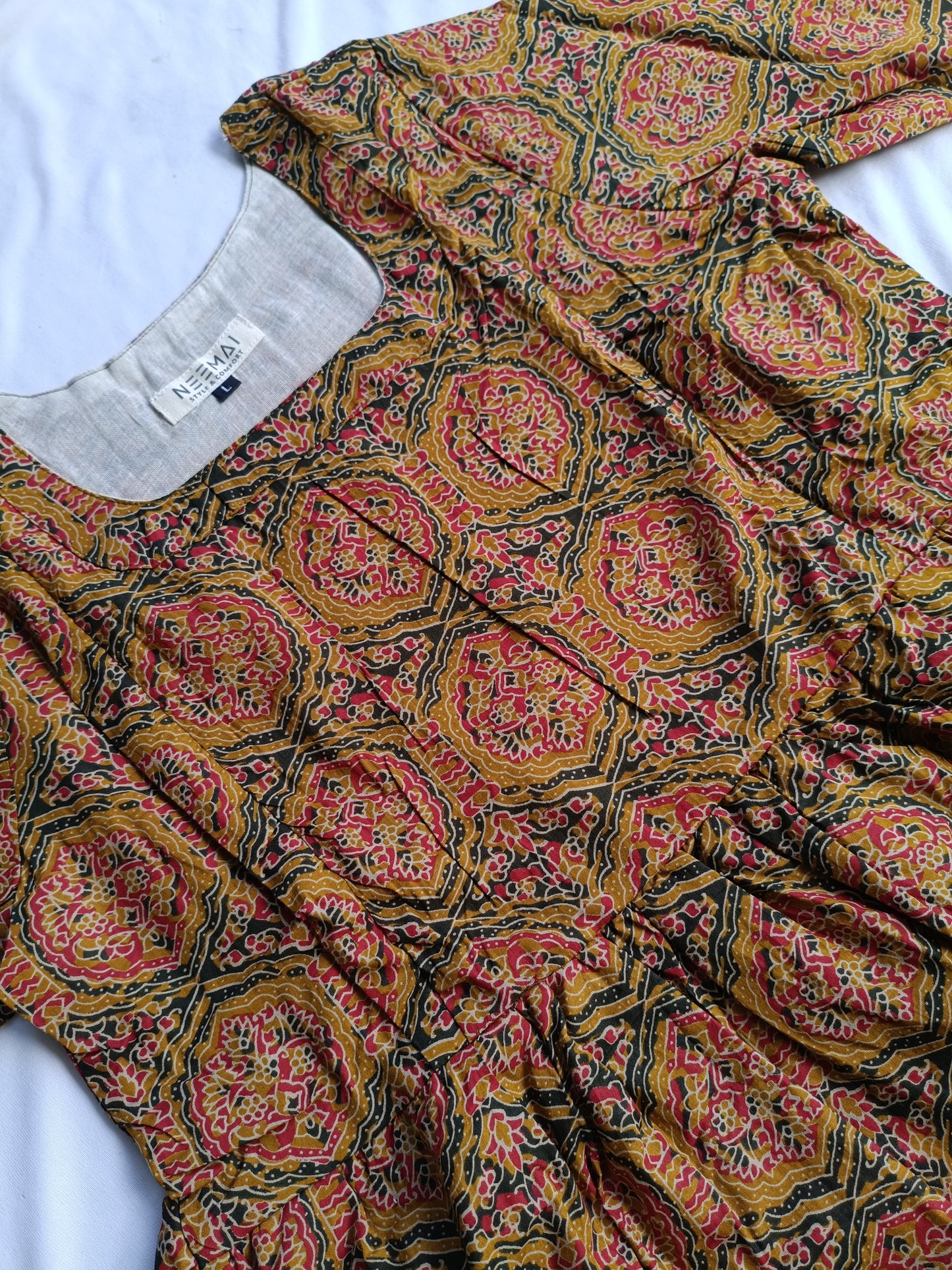 Cotton - Feeding/ Maternity Maxi/Gown - Cotton lining /Double side zip -  Ajrakh print