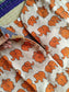 Block printed kalamkari cotton Maternity 2 pc chudidhar set [ Top with center zip, and dupatta - Orange elephant kalamkari