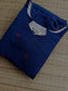 Handloom Cotton Maternity Feeding Gown/ maxi / Double side zip–Navy blue with pink butta