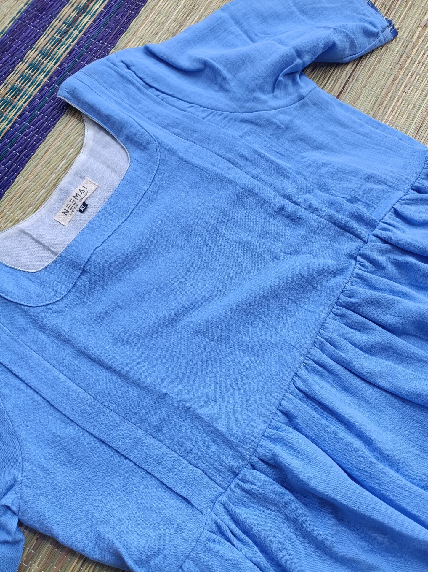 Premium Muslin- Feeding/ Maternity Maxi/Gown - Cotton lining /Double side zip -  Sky Blue