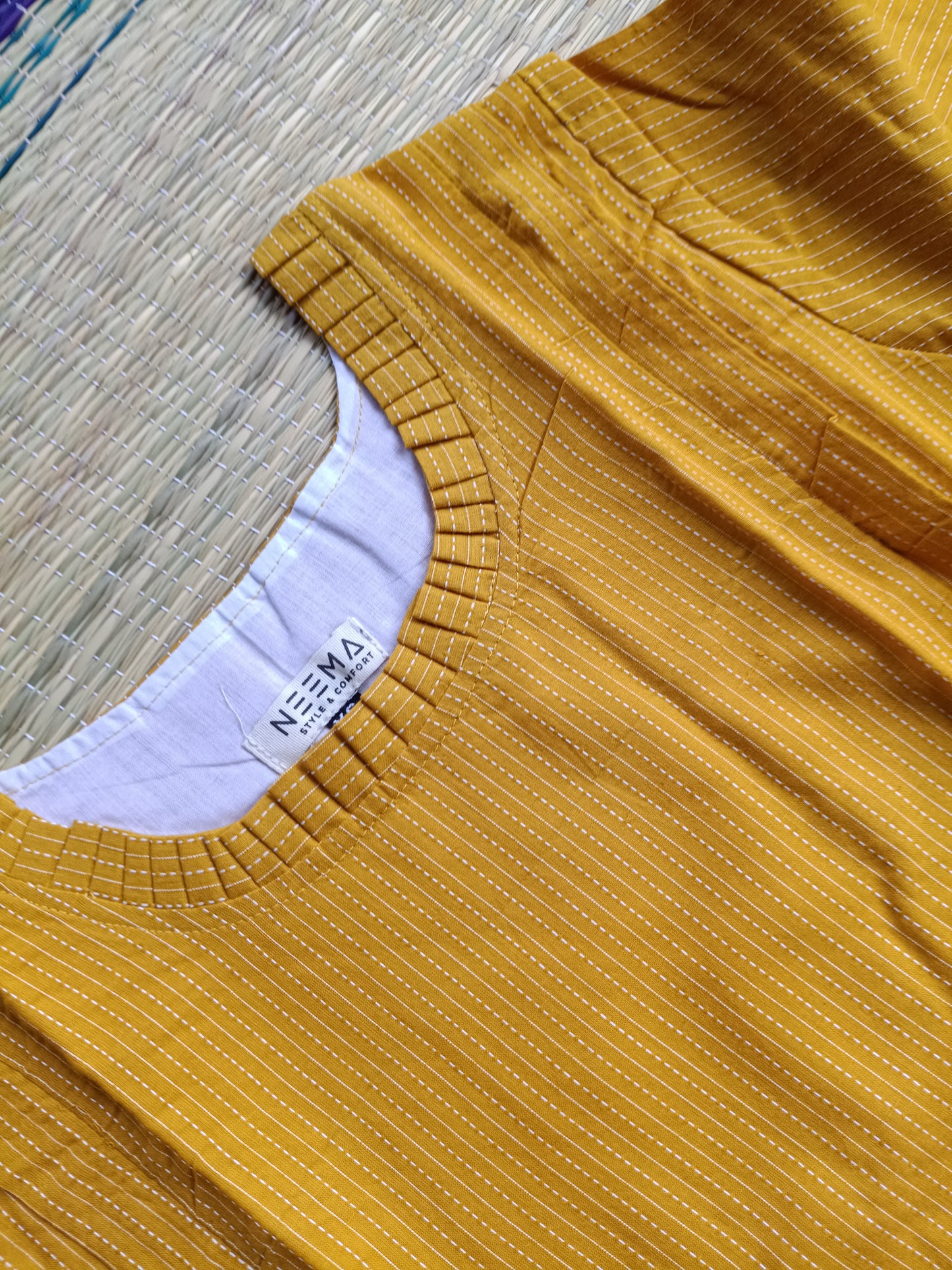 Cotton Maternity/Feeding Midi/Gown - Self light yellow ( full length cotton lining)