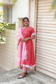 Handloom cotton Maternity 3 pc chudidhar set [ Top with center zip, pant and dupatta] - Tomato
