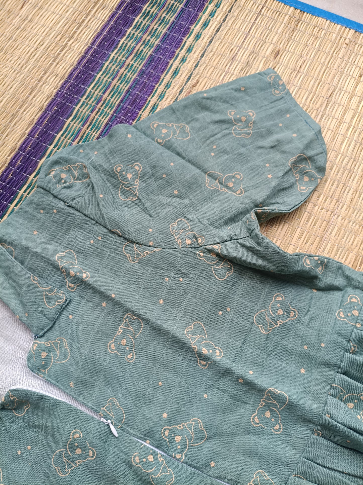 Premium Muslin - Feeding/ Maternity Maxi/Gown - Cotton lining with Center zip -Collar sandal teddy🧸