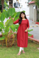 Raw Silk Maternity 2 Pc Chudidhar Set – Red checks/Double side Zip Side Open Top + Dupatta)