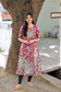 Block printed kalamkari cotton Maternity 2 pc chudidhar set [ Top with double side zip, and dupatta - Pink and yellow