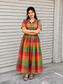 Madras checks Cotton - Feeding/ Maternity Maxi/Gown - Cotton lining /Center zip -Collar multi color