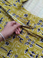 Block printed kalamkari cotton Maternity 2 pc chudidhar set [ Top with double side zip, and dupatta - Green fish