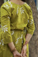 Cotton /Maternity 3 pc chudidhar set [ A line Top with double side zip, pant and dupatta] -Olive green ( No side open top)