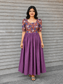 Cotton / Raw silk Maternity Maxi/Gown in center zip - Festival Collection- Full cotton lining - Dusty Rose with red flower