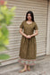 Handloom Jamdani - Maternity / Feeding - Maxi/Gown - Full Cotton Lining - Double side Zips - olive green