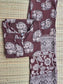 Block printed kalamkari cotton Maternity 2 pc chudidhar set [ Top with center side zip, and dupatta -  Brown mini elephant