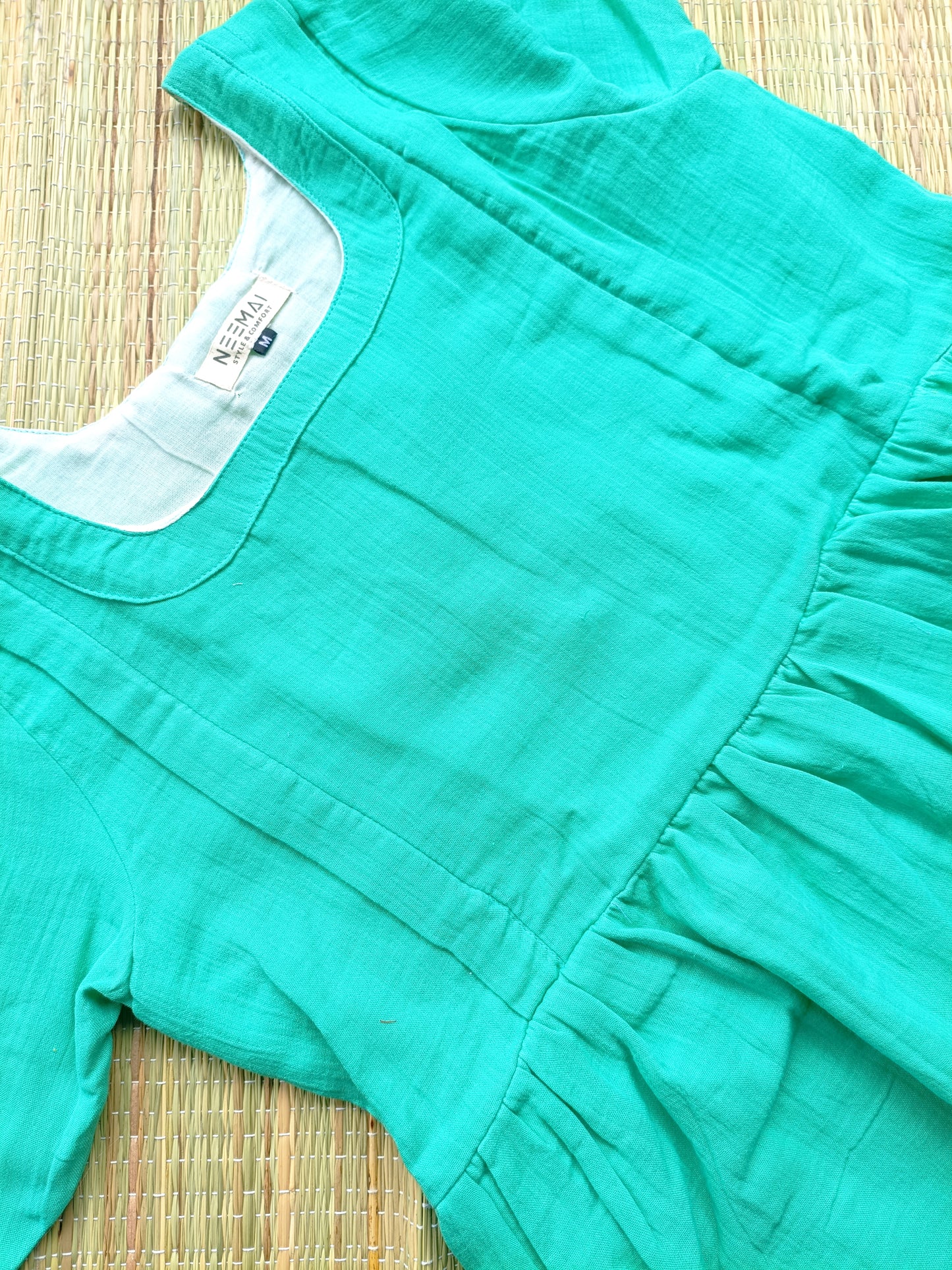 Premium Muslin- Feeding/ Maternity Maxi/Gown - Cotton lining /Double side zip - Parrot Green
