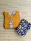 Block printed kalamkari cotton Maternity 2 pc chudidhar set [ Top with center side zip, and dupatta -  Yellow