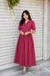 Prewashed handloom Cotton - Feeding/ Maternity Maxi/Gown - Cotton lining /Center zip -Collar Pink stripe