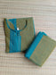 Cotton Maternity 2 pc chudidhar set [ Top with center zip, and dupatta]  -  Green and blue - Aline Top and No side open