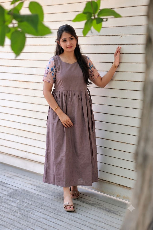 Soft silk - Double side zip  Maternity Maxi/Gown - Festival Collection - Coco Brown