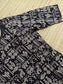 Block printed kalamkari cotton Maternity 2 pc chudidhar set [ Top with double side zip, and dupatta - Black fish