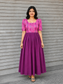 Raw silk Maternity Maxi/Gown in center zip - Festival Collection- Full cotton lining -pink with Violet