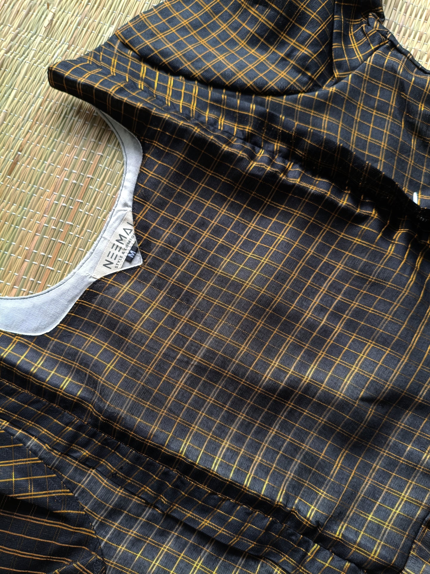 Raw silk Maternity Maxi/Gown - Festival Collection - Black checks