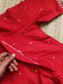 Prewashed Handloom Cotton Maternity Feeding Gown/Maxi /Double Side Zip- Red with white butta