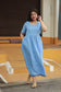Premium Muslin- Feeding/ Maternity Maxi/Gown - Cotton lining /Double side zip -  Sky Blue