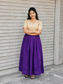 Raw silk Maternity Maxi/Gown in center zip - Festival Collection- Full cotton lining - White with purple