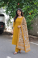 Raw Silk Maternity 3 Pc Chudidhar Set – Yellow /Double side Zip (Side Open Top)