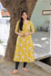 Block printed kalamkari cotton Maternity 2 pc chudidhar set [ Top with double side zip, and dupatta -Yellow flower