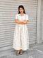 Onam special Maternity maxi / gown-Center zip- White and Black butta