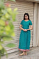 Handloom cotton - Maternity / Feeding - Maxi/Gown -Full Cotton Lining - Double side Zips - Peacock Green