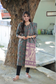 Block printed kalamkari cotton Maternity 2 pc chudidhar set [ Top with double side zip, and dupatta -  Ash and green elephant
