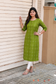 Raw Silk Center zip Cotton   Normal /Feeding kurti -  Parrot Green