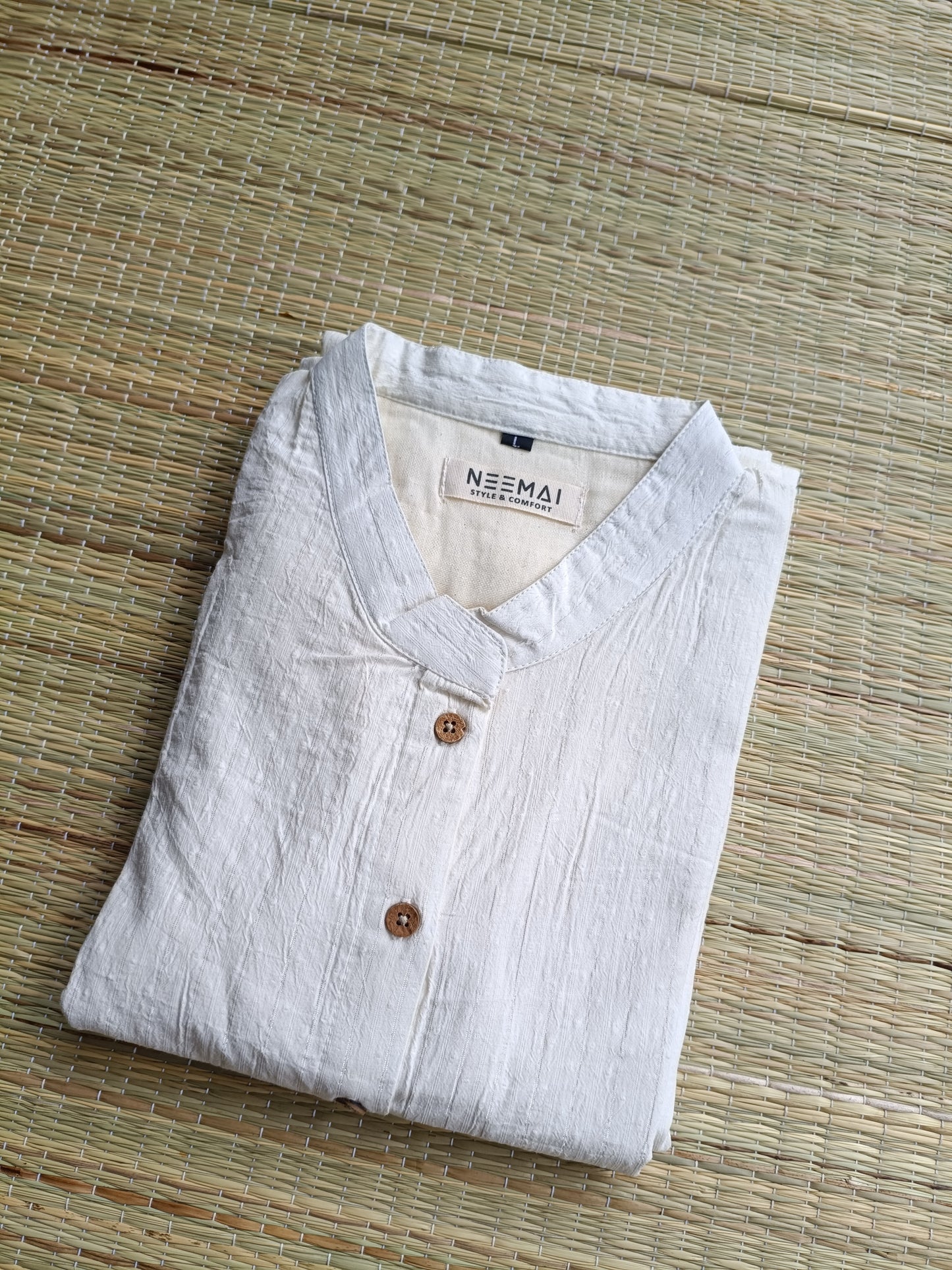 Cotton kurti / Front 4 button operable( optional feeding) -used to Normal wear kurti - White and silver zari