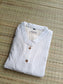 Cotton kurti / Front 4 button operable( optional feeding) -used to Normal wear kurti - White and silver zari