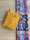 Raw Silk Maternity 2 Pc Chudidhar Set –Yellow line/Double side Zip (Side Open Top + Dupatta)