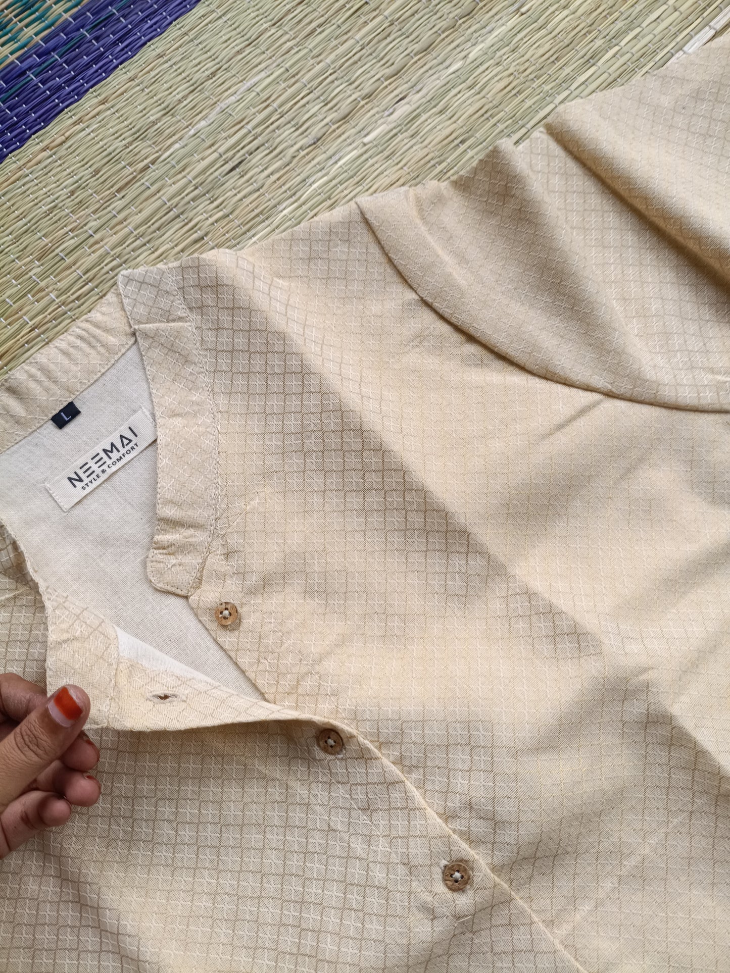 silk Kurti/ Front 4 button operable( optional feeding) -used to Normal wear kurti - Gold and white
