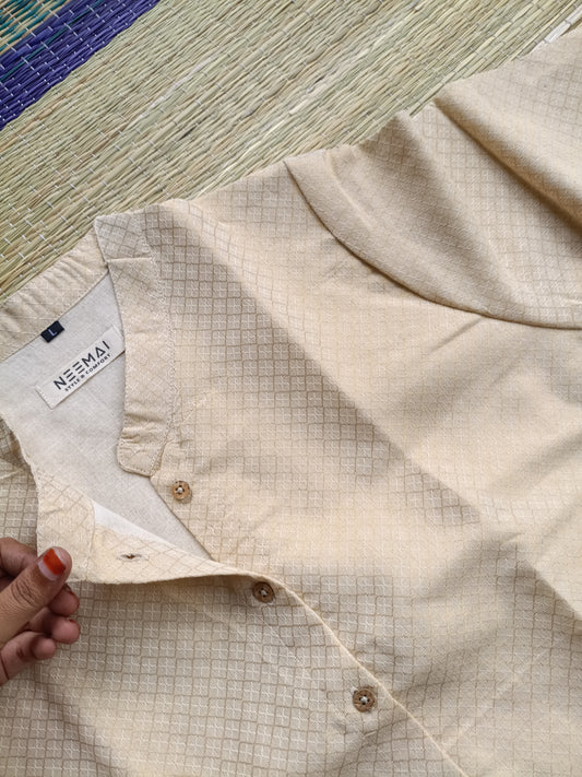 silk Kurti/ Front 4 button operable( optional feeding) -used to Normal wear kurti - Gold and white