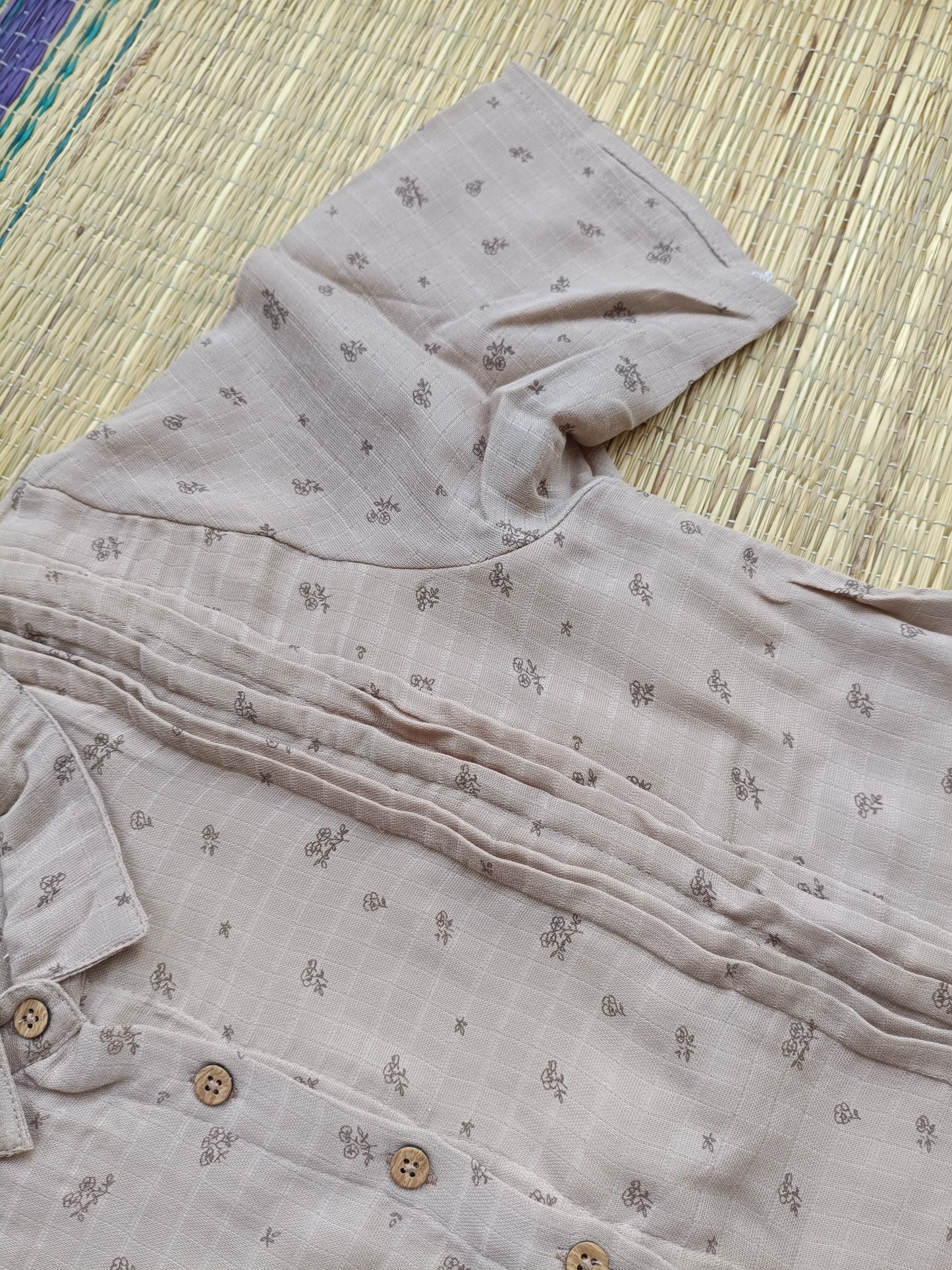 Muslin Collar A line Dress (Relaxed Fit) – Sandal |Front 4 Button Openable  Maternity & Feeding/Casual wear Dress