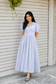 Prewashed handloom Cotton - Feeding/ Maternity Maxi/Gown - Cotton lining /Center zip -Collar Blue and white stripe