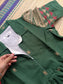 Handloom Jamdani - Maternity / Feeding - Maxi/Gown - Cotton Lining - Center zip- Collar Green and sandal