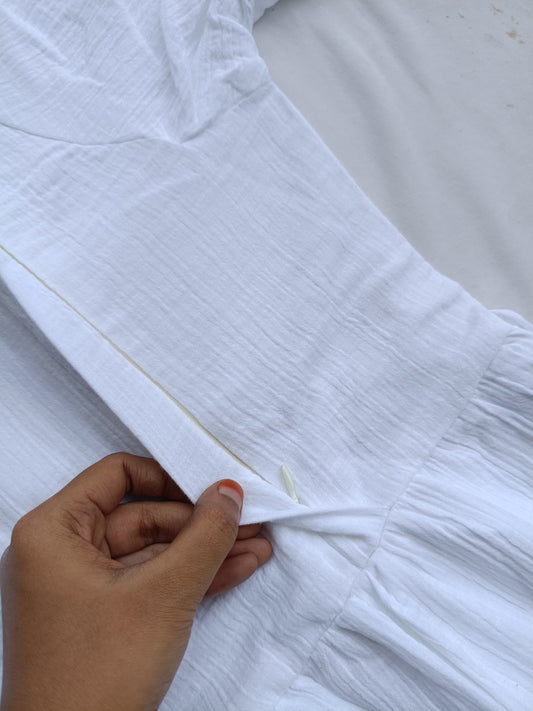 Premium Muslin- Feeding/ Maternity Maxi/Gown - Cotton lining /Double side zip -  Pure White Maxi