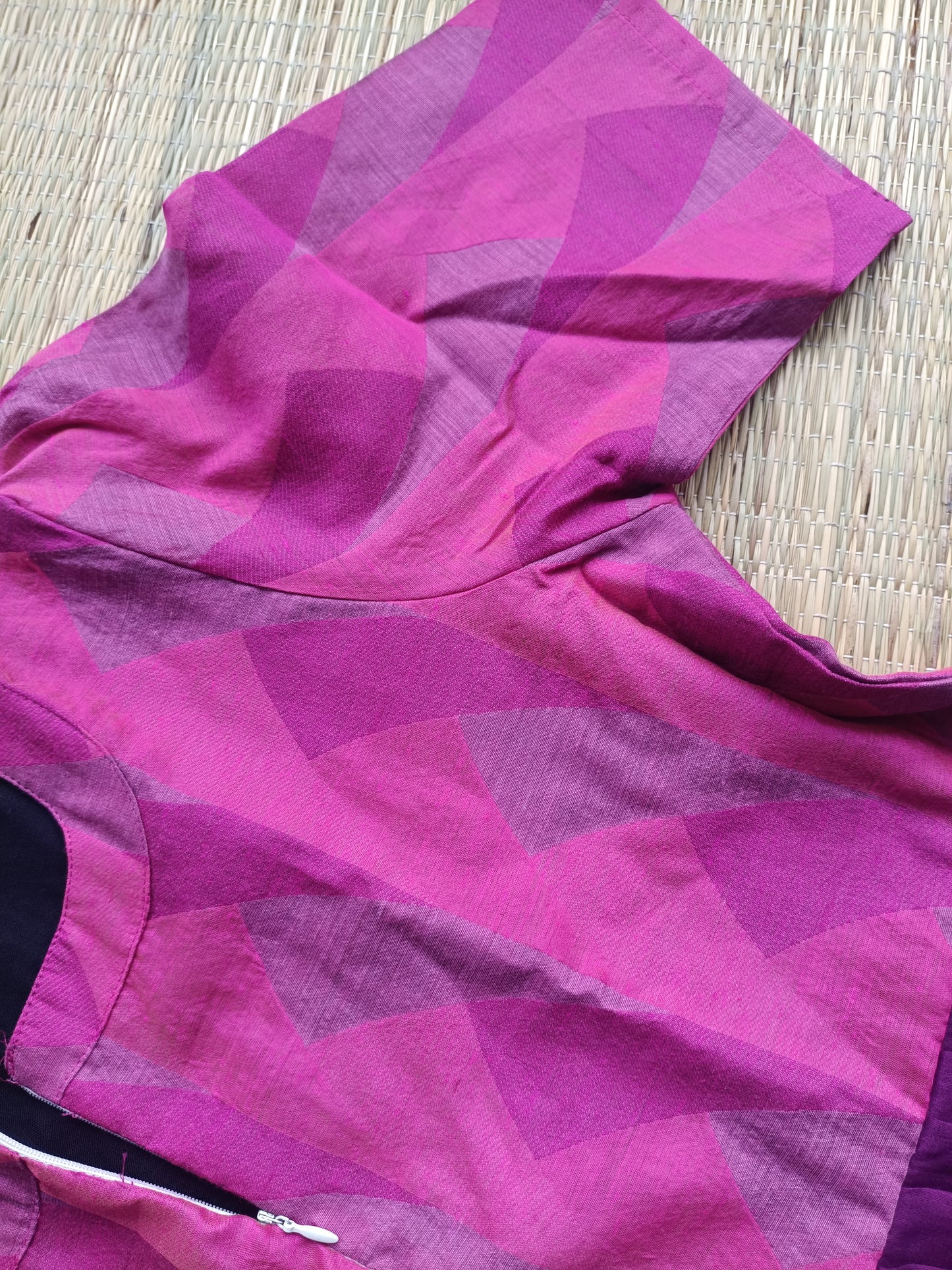 Raw silk Maternity Maxi/Gown in center zip - Festival Collection- Full cotton lining -pink with Violet