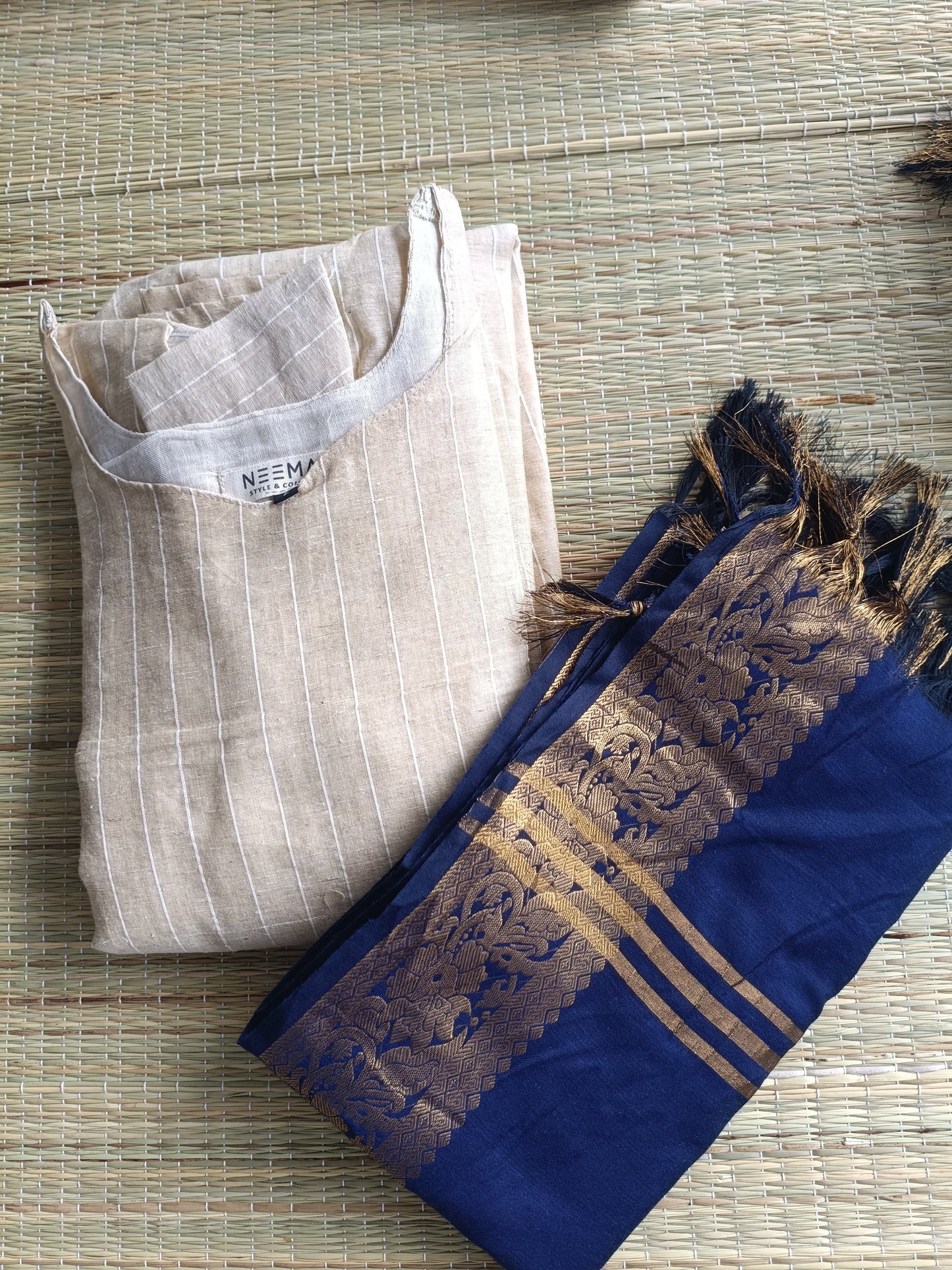Silk Dupatta - Ink blue