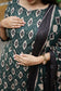 Cotton /Maternity 3 pc chudidhar set [ A line Top with double side zip, pant and dupatta] -Green ( No side open top)