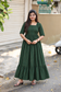 Prewashed Handloom Cotton Maternity Feeding Gown/Maxi /Double Side Zip- Green line